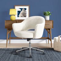 Serta - Valetta Upholstered Home Office Chair - Sherling Wool - Cream - Left View