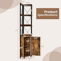 Costway - 6-Tier Corner Shelf Bookshelf Industrial Storage Rack Cabinet Rustic Plant Stand - Rust... - Left View