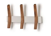 TRINITY - DRAKESTONE | Mid-Century Coat Rack w/ 3 Wooden Hooks | - White - Left View