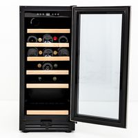 Avanti - Wine Cooler with Wood Accent Shelving, 30 Bottle Capacity, in Stainless Steel - Left View