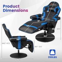 Costway - Massage Gaming Recliner Height Adjustable Racing Swivel Chair with Cup Holder Blue - Bl... - Left View