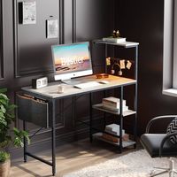 Bestier - Gaming Desk with LED Lights and Adjustable Shelves - 44