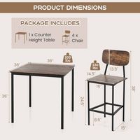 Costway 5-Piece Industrial Dining Table Set with Counter Height Table & 4 Bar Stools - Black - Left View