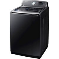 Samsung - 5.2 Cu. Ft. High-Efficiency Top Load Washer with Steam and Activewash - Black Stainless... - Left View