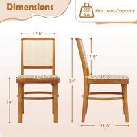 Costway Set of 2 Boho Dining Chairs with Teak Wood Structure & Footrests for Indoor Use - Natural - Left View