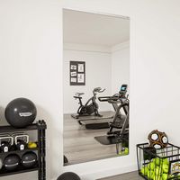 LOVMOR - Polished 36 in. W x 72 in. Modern Rectangular Tempered Glass Wall Mirror - silver - Left View