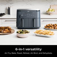 Ninja - Foodi 6-in-1 10-qt. XL 2-Basket Air Fryer with DualZone Technology & Smart Cook System - ... - Left View