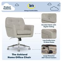 Serta - Ashland Memory Foam & Twill Fabric Home Office Chair - Lure Light Gray - Left View