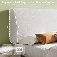 Pinmoco - Full Size Adjustable Ergonomic Upholstered Foam Headboard - White - White - Left View