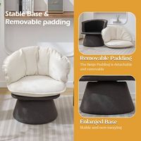 Bestier - Modern Comfy 360° Swivel Accent Chair with Removable Cushion - White - Left View