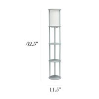 Simple Designs - Round Etagere Storage Floor Lamp with 2 USB, 1 Outlet - Gray - Left View