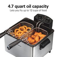 Hamilton Beach - 12 Cup Professional-Style Deep Fryer with 2 Baskets - Silver/Black - Left View