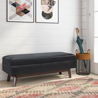 Simpli Home - Owen Rectangular Storage Ottoman - Midnight Black - Left View