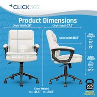 Click365 - Transform 2.0 Extra Comfort Ergonomic Mid-Back Desk Chair - White - Left View