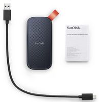 SanDisk - 2TB External USB 3.2 Gen 2 Type C Portable SSD - Black - Left View