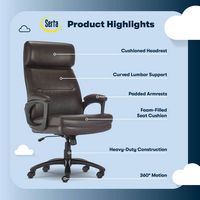 Serta - Comfort Big and Tall Modern Bonded Leather Executive Office Chair - Gray - Left View