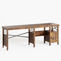 Bestier - Farmhouse L-Shaped Computer Desk with Storage Cabinet and Bookshelf - 60
