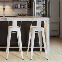 Simpli Home - Rayne 30 inch Metal Bar Stool (Set of 2) - Distressed White - Left View