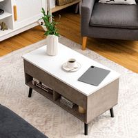 Costway 31.5''  Lift Top CoffeeTable ModernTable W/ Hidden Compartment&Wood Legs For Home - Grey - Left View