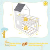 Costway House Bunk Bed Twin Over Twin with Built in Ladder Window & Safety Guardrail - White - Left View