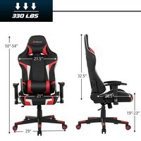 Costway - Racing Massage Gaming Chair with Lumbar Support - Red + Black - Left View