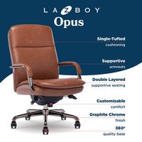 La-Z-Boy - Opus Executive Mid-Back Bonded Leather Office Chair - Cognac and Graphite - Left View