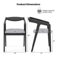 Costway Wooden Dining Chair Set of 2 with Rubber Wood Frame Armrests Padded Cushion - Black - Left View