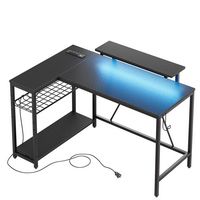 Bestier - L-Shaped Computer Desk with LED Lights and Monitor Stand - 48