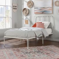 Sauder - Harvey Park Twin Metal Platrorm Bed w/ Headboard - White - Left View