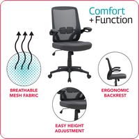 CorLiving - WHR-501-O Workspace High Mesh Back Office Chair in Grey - Gray - Left View