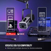FIFINE AM8T Gaming Microphone Bundle – Studio-Quality Sound, USB/XLR, RGB Lighting, Arm Boom Stand - Left View