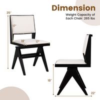 Costway Mid Century Modern Dining Chairs Set of 4 Faux Shearling Upholstered Dinner Chairs - Blac... - Left View