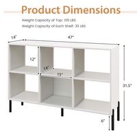 Costway - 6 Cube Storage Shelf Organizer Bedroom Bookcase Square Cubby Cabinet - White - Left View