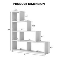 Costway - 6 Cubes Ladder Shelf Freestanding Corner Bookshelf Storage Bookcase Display Rack - White - Left View