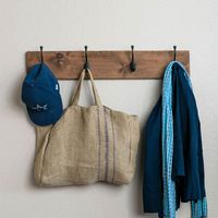 TRINITY - DRAKESTONE | Coat and Towel Rack w/ 4 Double Hooks | - Walnut - Left View