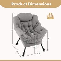 Costway - Stylish Large Lazy Chair with Cozy Head Pillow and Seat Armrests - Gray - Left View