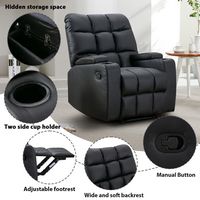 Bestier - Faux Leather Manual Massage Recliner with Vibration, Arm Storage and Two Cup Holders - ... - Left View