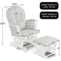 Costway - Glider and Ottoman Cushion Set Wood Nursery Rocking Chair - Light Grey - Left View
