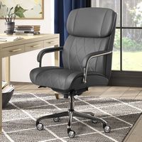 La-Z-Boy - Comfort and Beauty Sutherland Diamond-Quilted Bonded Leather Office Chair - Moon Rock ... - Left View