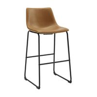 Walker Edison - Industrial Faux Leather Barstool (Set of 2) - Whiskey Brown - Left View