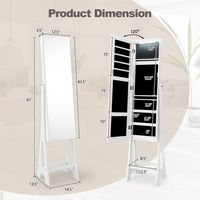 Costway - LED Jewelry Cabinet Armoire with  Bevel Edge Mirror Organizer Mirrored Standing - White - Left View