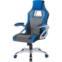 OSP Home Furnishings - Race Gaming Chair - Charcoal Gray/Blue - Left View