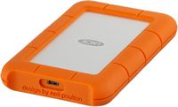 LaCie - Rugged 1TB External USB-C, USB 3.1 Gen 1 Portable Hard Drive - Orange/Silver - Left View