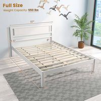 Costway - Full Wooden Platform Bed - White - Left View