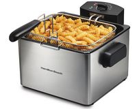 Hamilton Beach - 5.3 qt. Deep Fryer - Silver - Left View