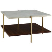 Walker Edison - Modern Square Coffee Table - Faux White Marble/Gold - Left View