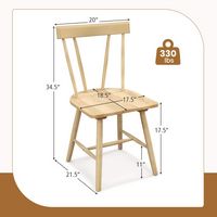 Costway Dining Chairs Set of 2 Windsor Chairs Wood Armless Chairs with Solid Rubber Wood - Natural - Left View