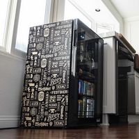 NewAir - 126-Can Beverage Cooler with “Beers of the World” Custom Wrap, Glass Door, Custom, Split... - Left View