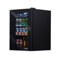 NewAir - 90-Can Freestanding Beverage Cooler, Compact with Adjustable Shelves and Lock - Black - Left View