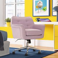 Serta - Ashland Memory Foam & Twill Fabric Home Office Chair - Lilac - Left View